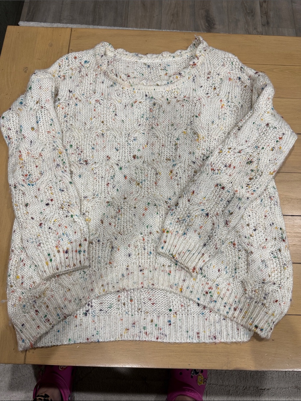Cozy Speckled Cream Cable Knit Sweater